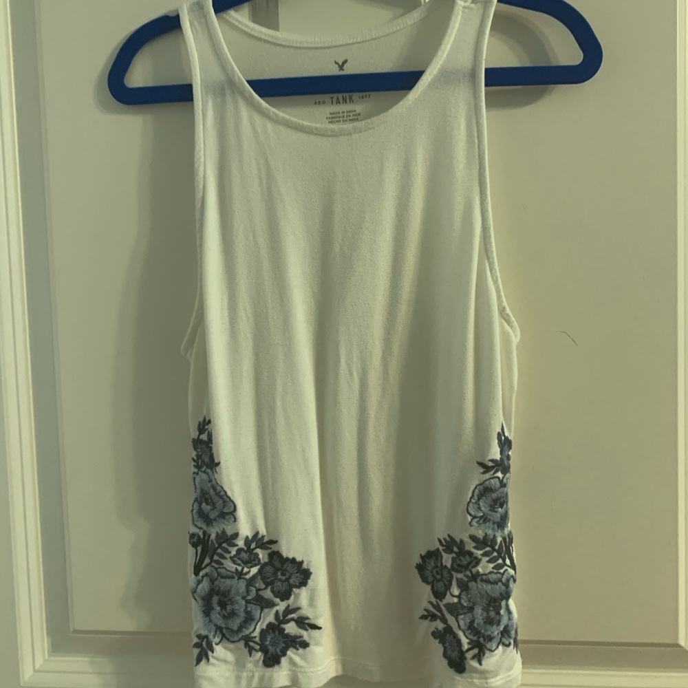 american eagle cropped embroidered tank